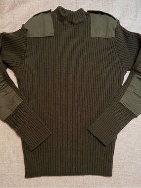 US military wool service sweater commando epaulettes olive -size 38(16x24x22